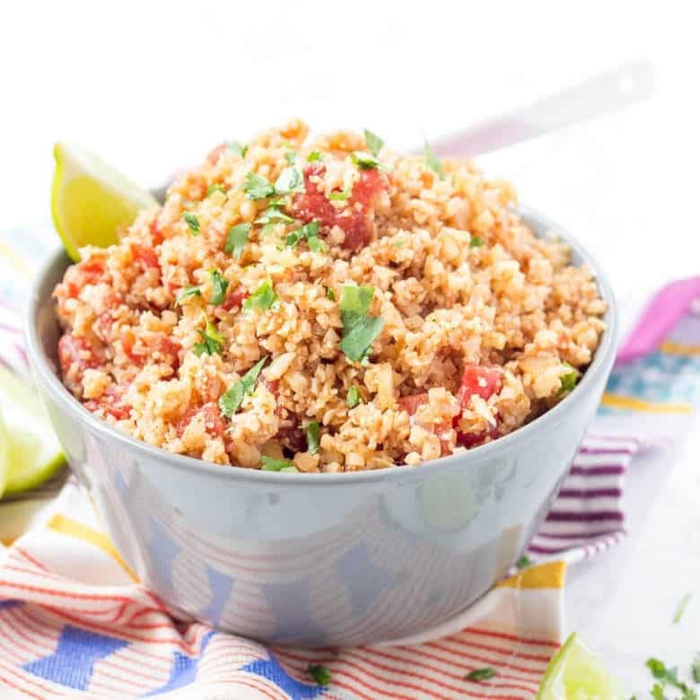 Keto Easy Mexican Cauliflower Rice Skillet - Mexican Rice in bowl