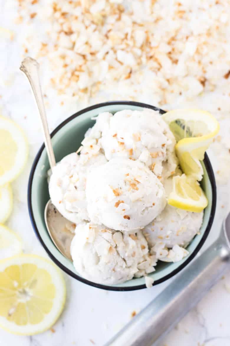 Toasted Coconut Lemon Ice Cream in a cup