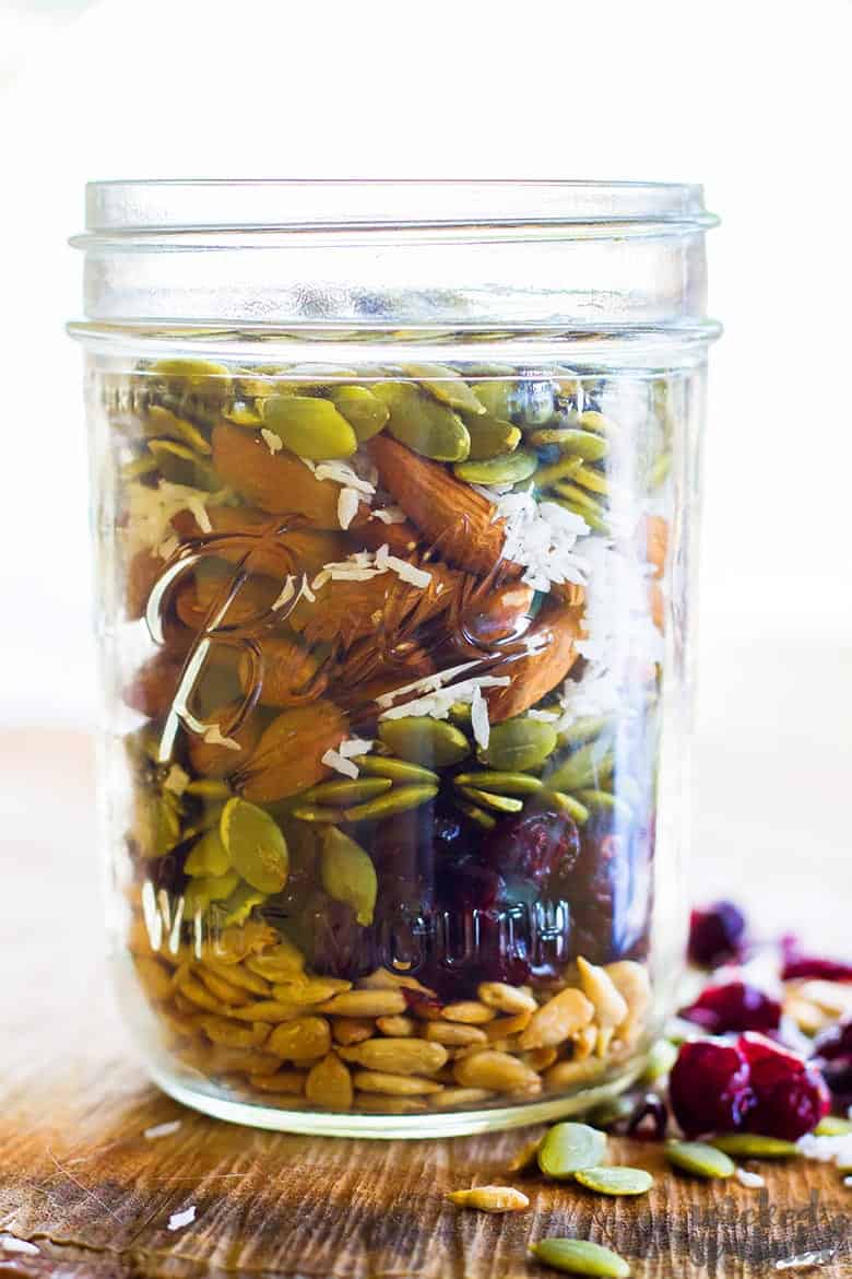 healthy homemade trail mix in jar