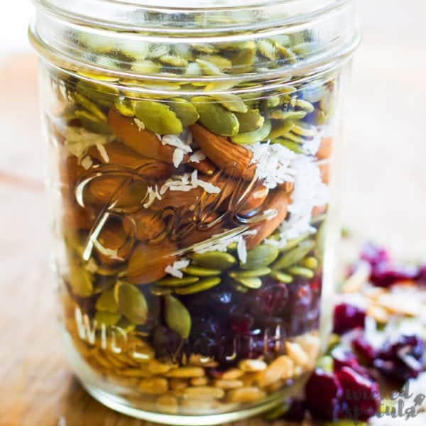 healthy homemade trail mix in jar