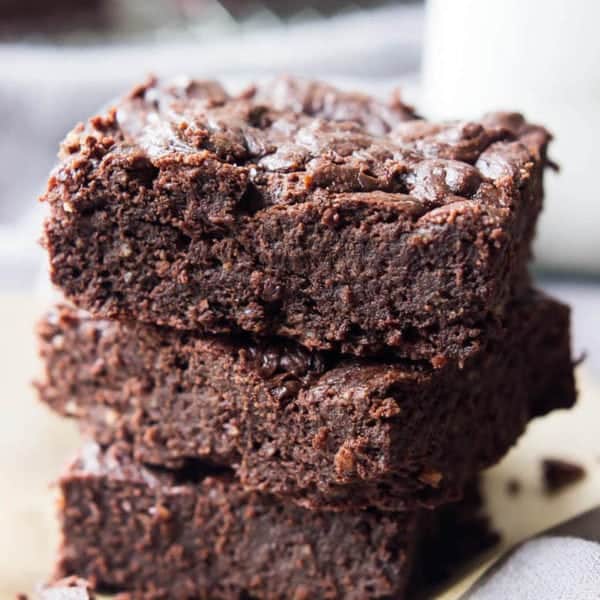 Front Facing Image Of Stack Of Paleo Chocolate Brownies