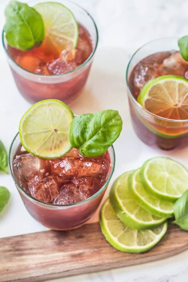 Black Cherry Basil Mocktail - 4 ingredients and no added sugar!