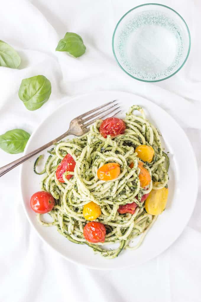 zucchini noodles with pesto