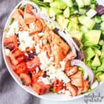 grilled watermelon salad in bowl