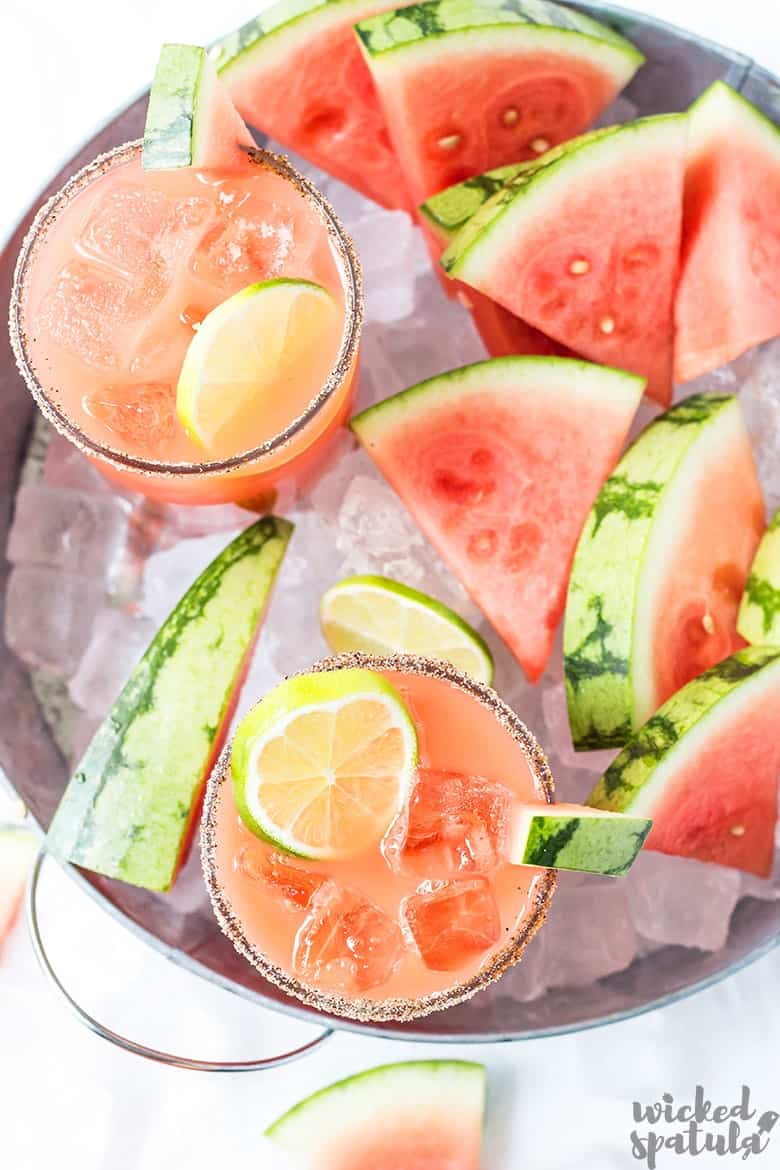 Watermelon margarita in bowl of ice