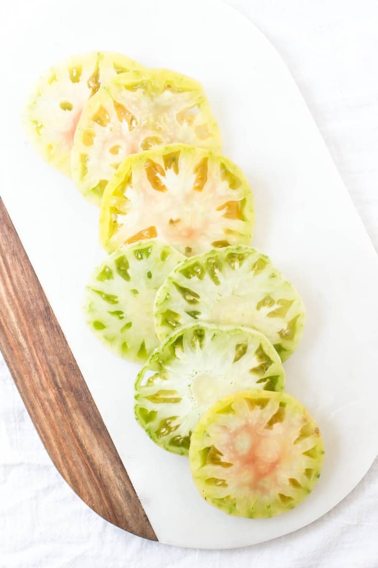Sliced green tomatoes