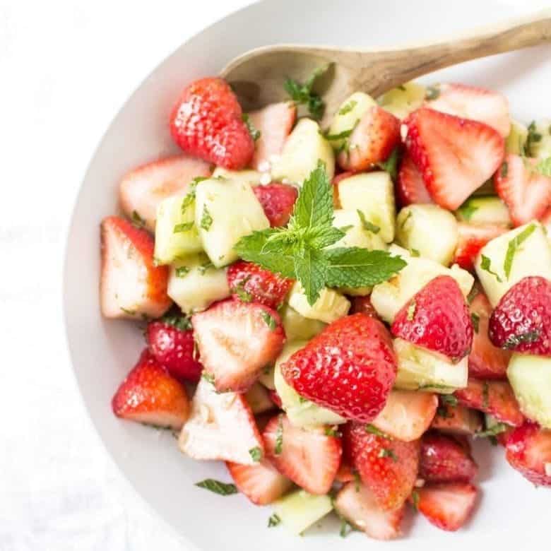 Strawberry Cucumber Mint Salad Recipe - Ready to serve salad
