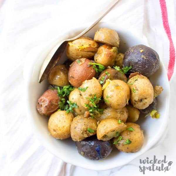 Slow cooker potatoes in a bowl