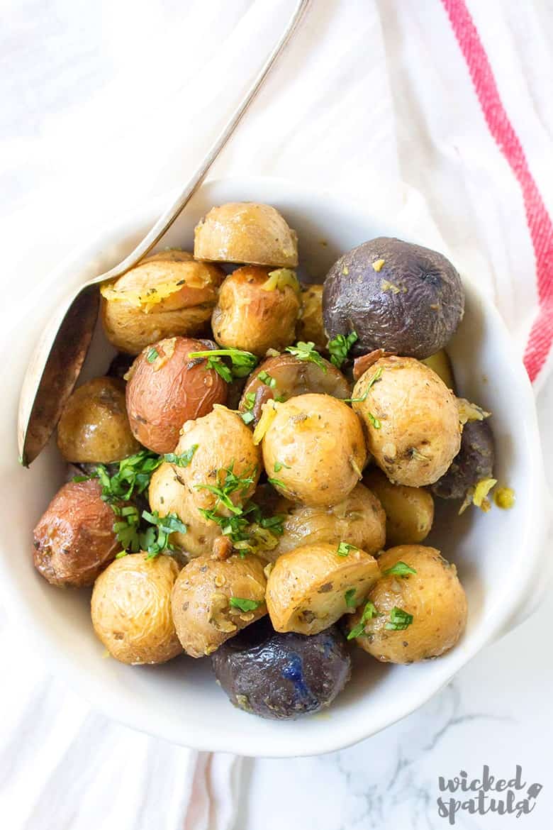 Close-up of slow cooker potatoes in a bowl