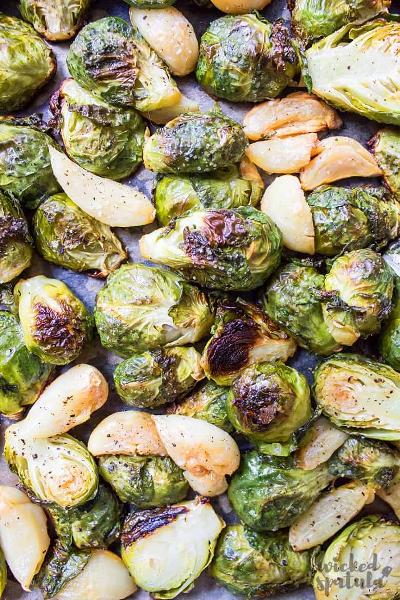 Oven roasted Brussels sprouts with garlic