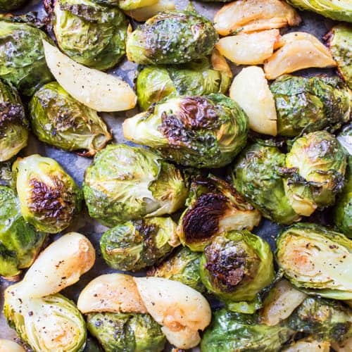 Easy Oven Roasted Brussels Sprouts Recipe With Garlic Wicked Spatula