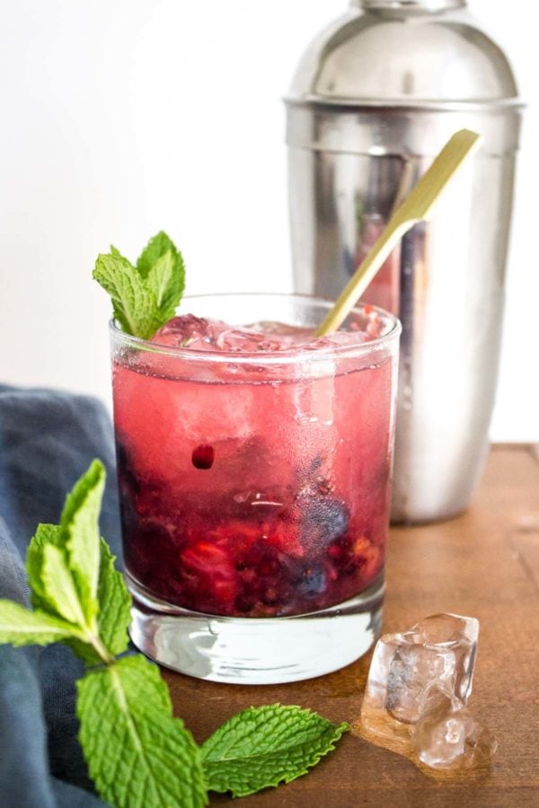 Tequila Berry Smash - a delicious cocktail made healthier with honey simple syrup and 100% agave tequila
