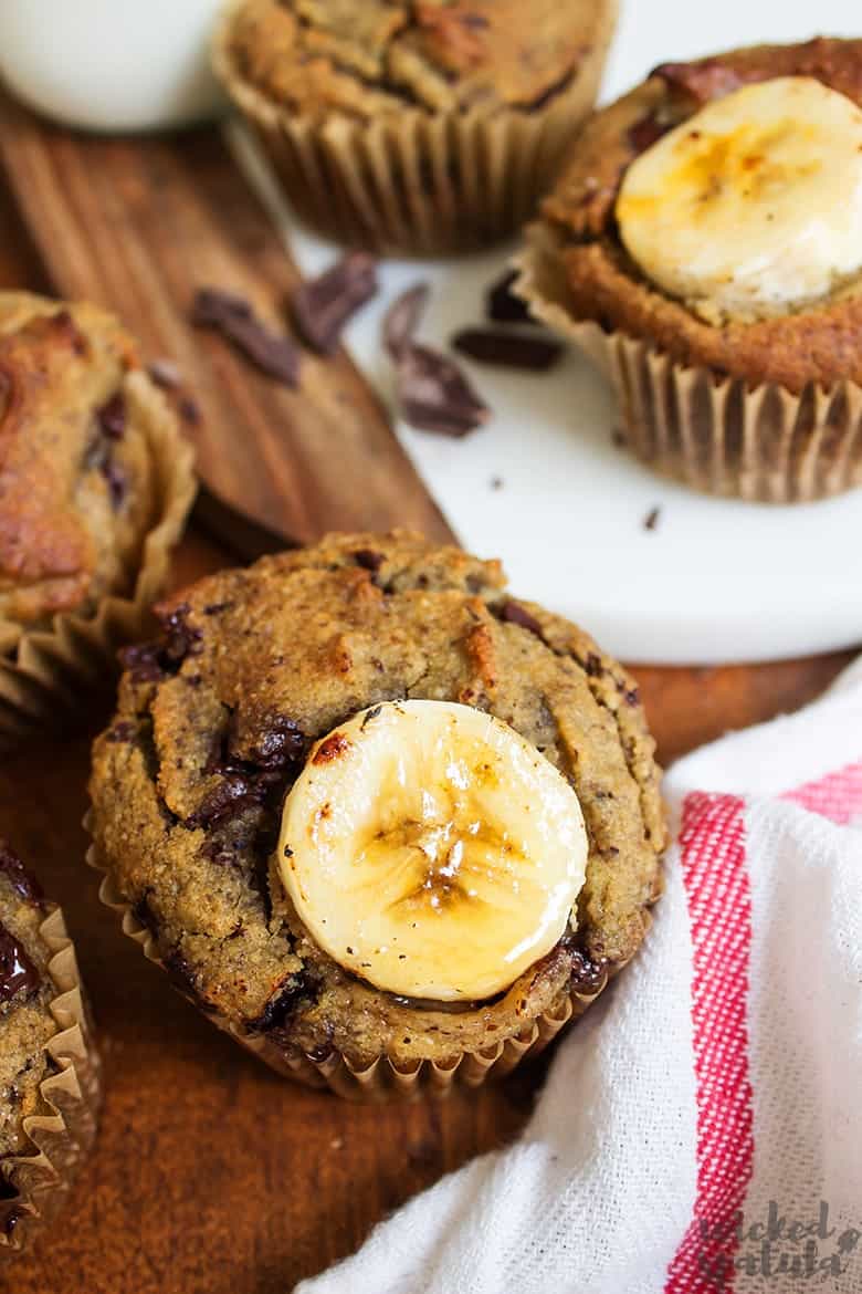 vegan banana muffins on board