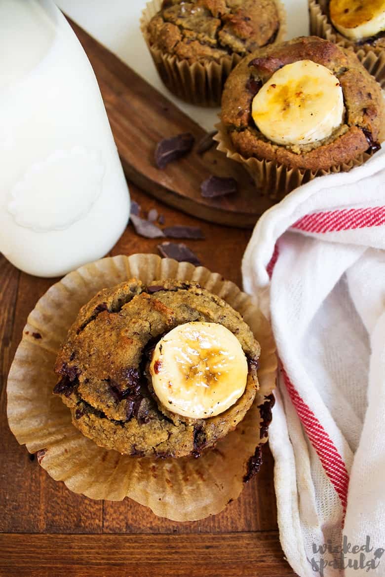 chocolate banana muffins with milk