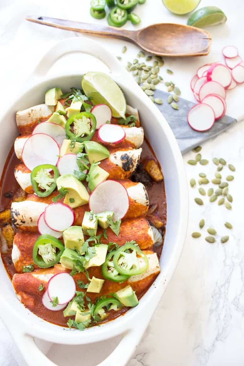Chipotle Pumpkin Enchiladas (Vegan + Gluten Free + Paleo Option