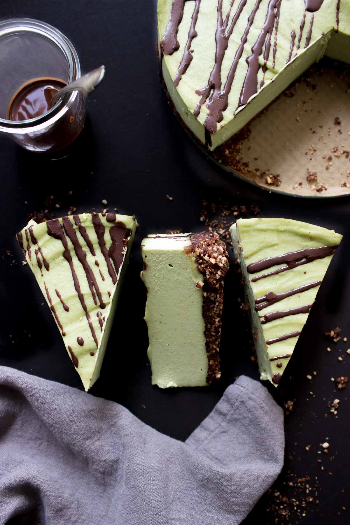 Raw Vegan Matcha Cheesecake sliced