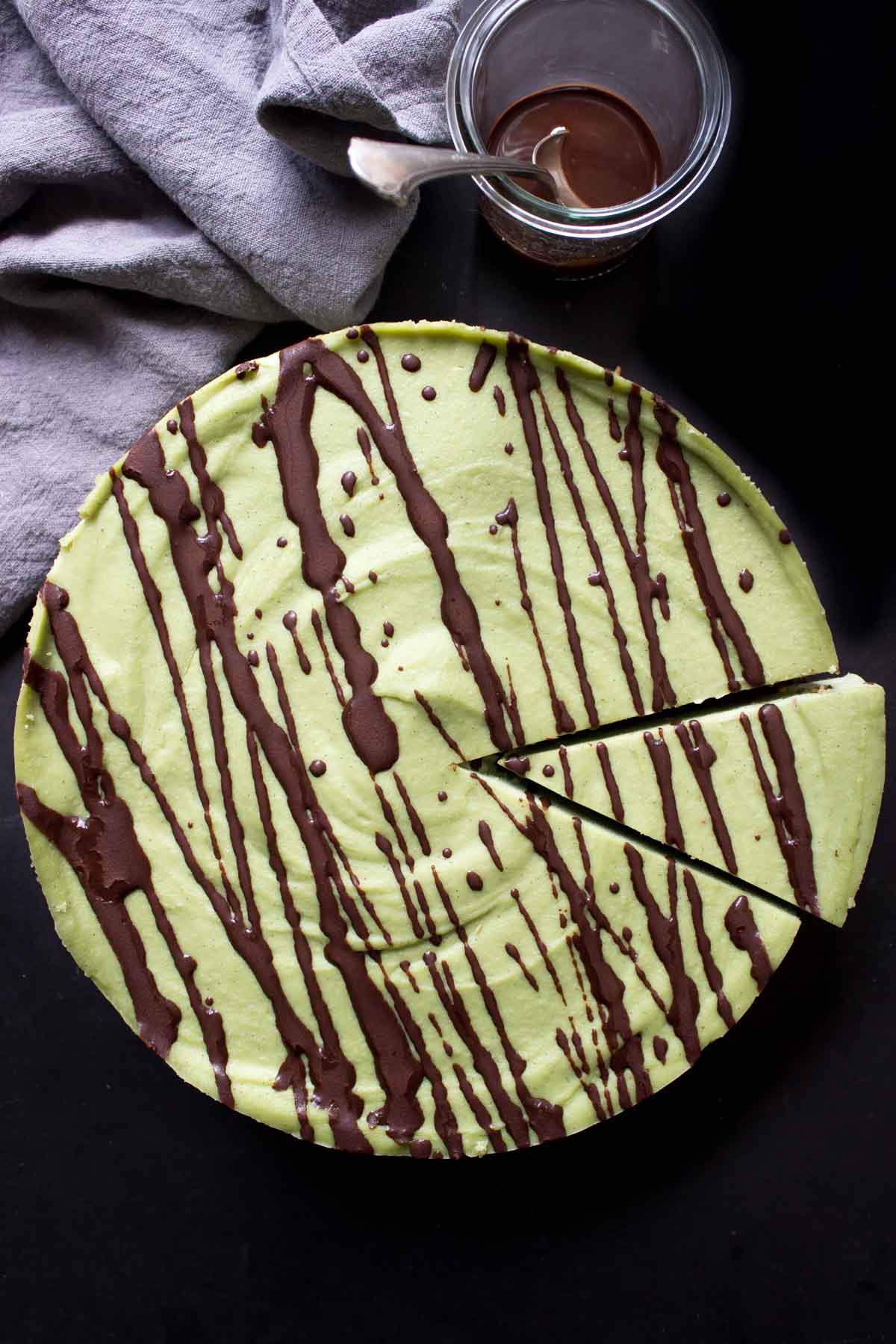 Raw Vegan Matcha Cheesecake top view