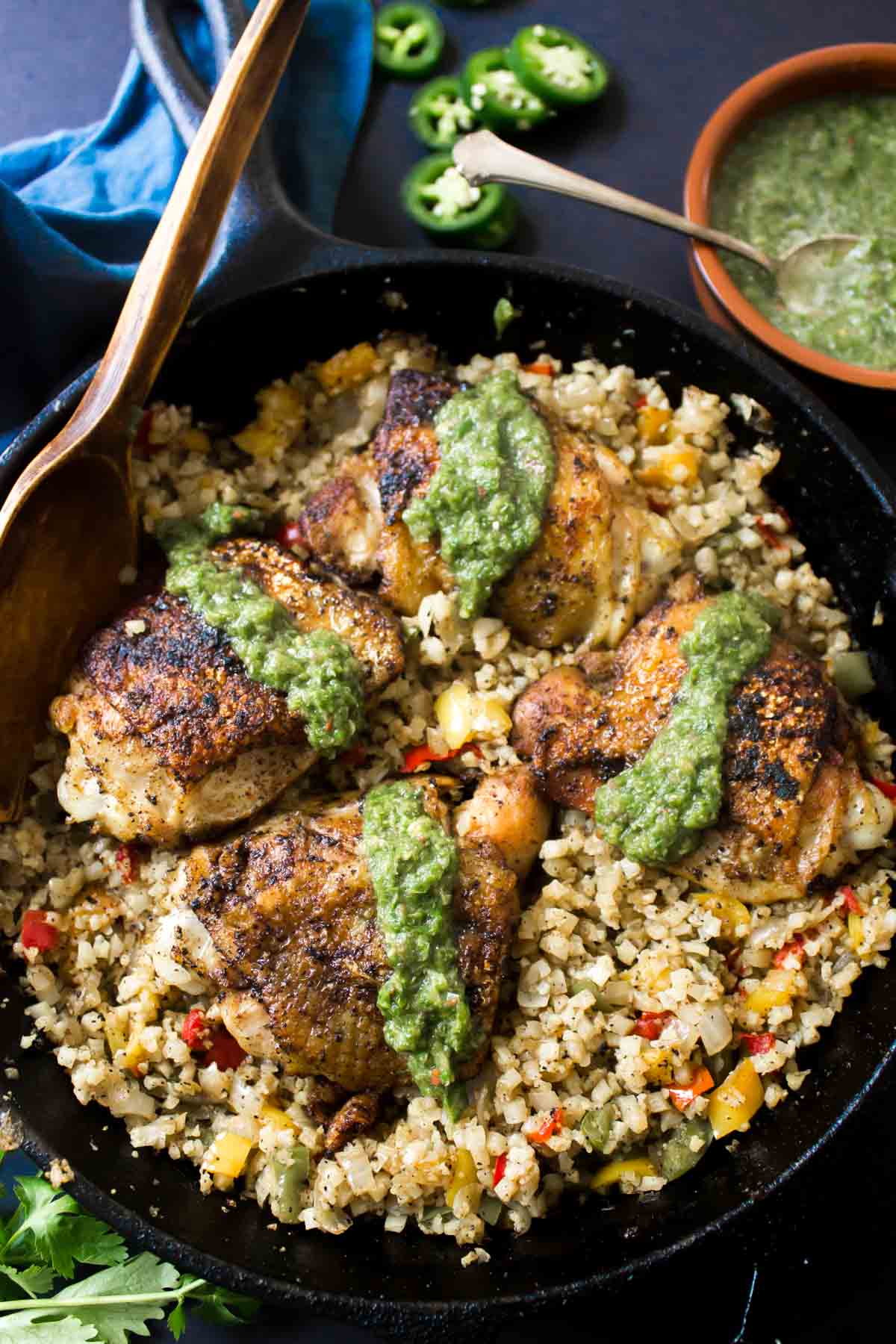 Paleo Arroz Con Pollo with hot sauce