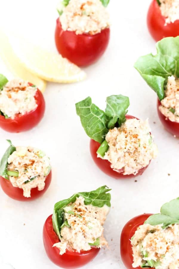 These little Cajun Crab Stuffed Tomato Poppers are a great healthy appetizer for the holidays! They're also paleo and whole30 friendly!