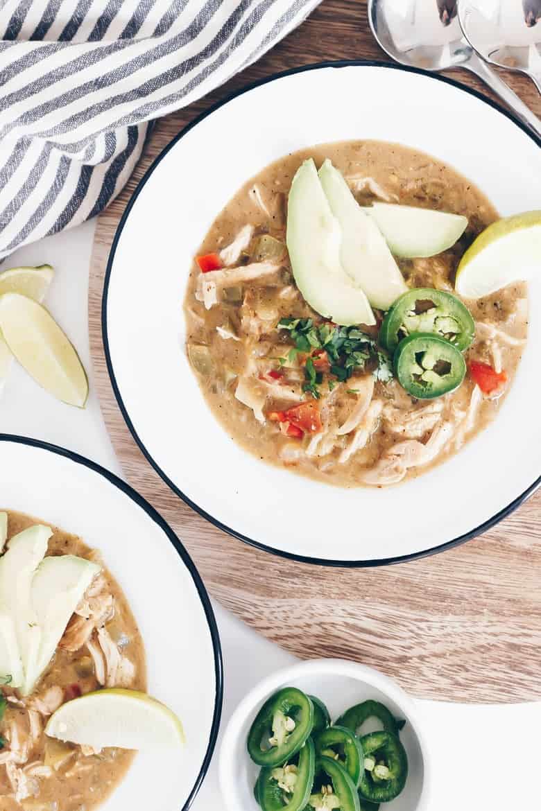 Healthy Paleo White Chicken Chili Recipe - Chili ready to eat in bowl