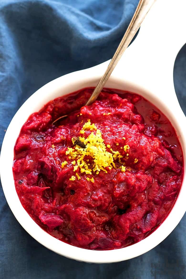 cranberry orange sauce in white dish