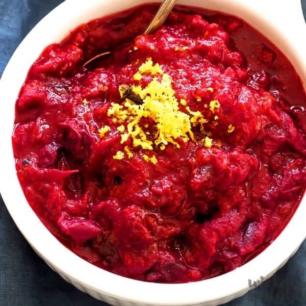paleo cranberry sauce in a dish