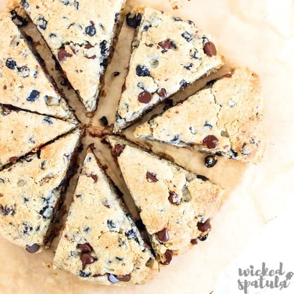 paleo blueberry scones in a circle