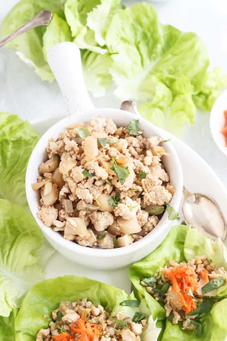 Paleo Chinese Chicken Lettuce Cups close-up