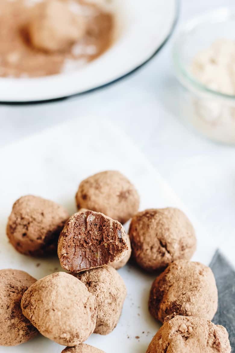 Raw Maca Avocado Cacao Truffles close-up