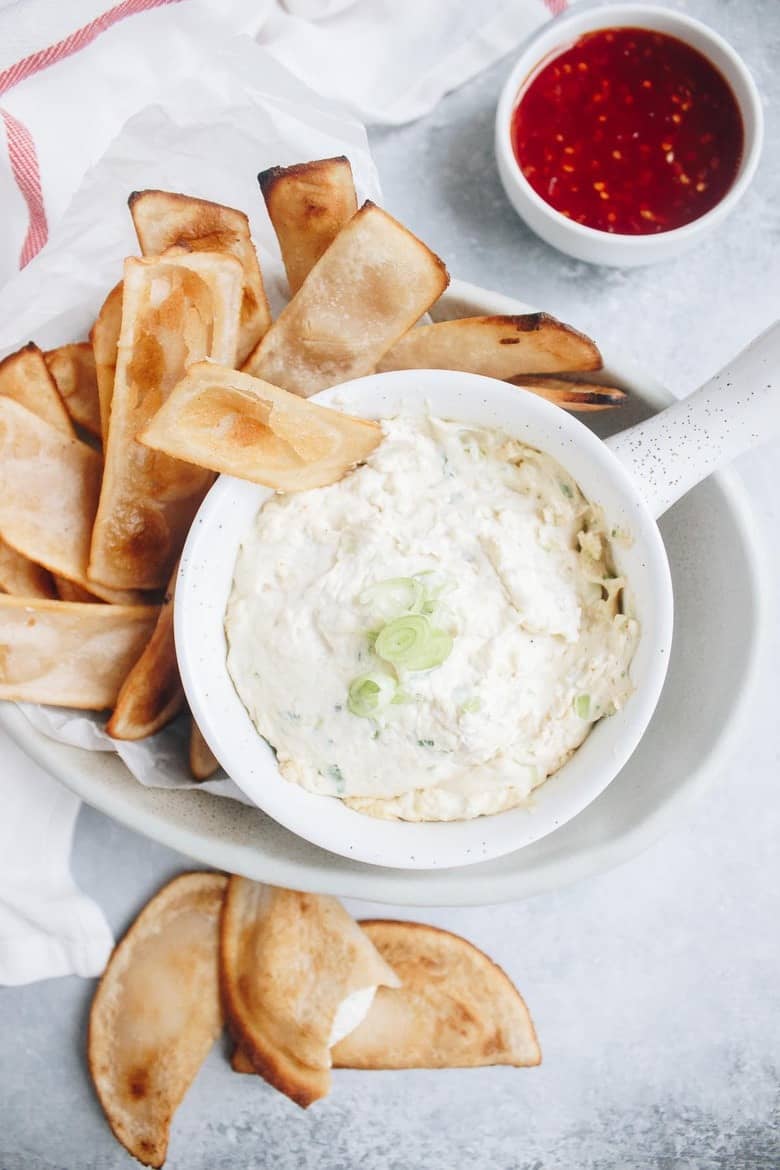 Gluten Free Crab Rangoon dip close-up