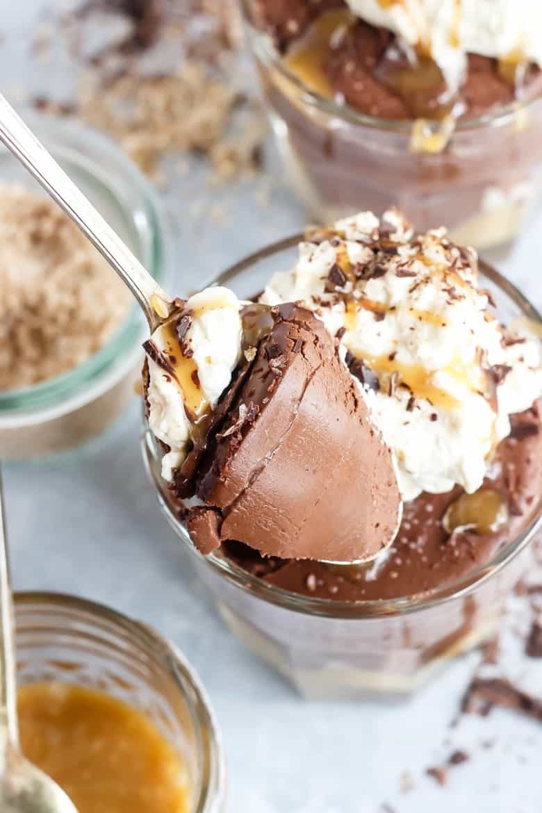 Paleo Chocolate Mousse w/ Habanero Salted Caramel close-up