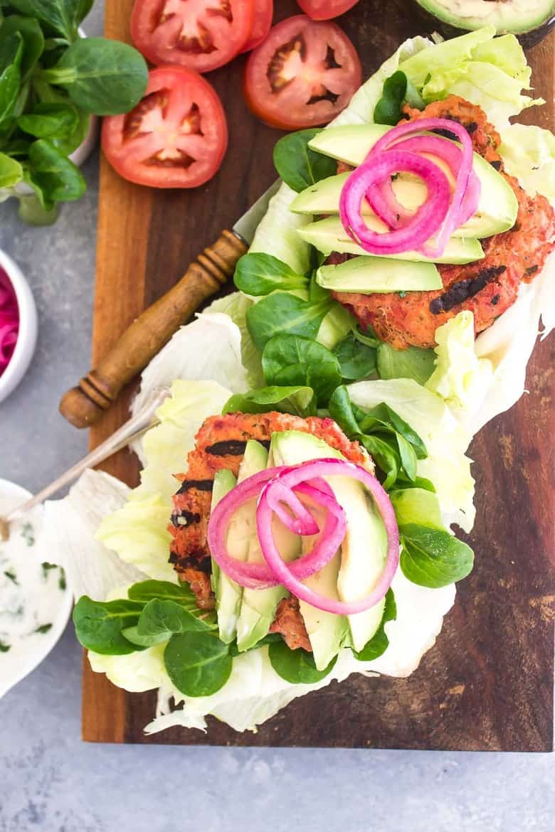 Veggie Packed Turkey Burgers without top top view