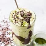 Paleo Shamrock Shake - Veggie Loaded Mint Chip Shake with Chocolate Fudge and Cacao Nibs