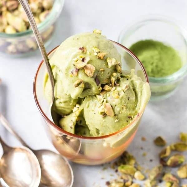 dish of vegan matcha ice cream recipe