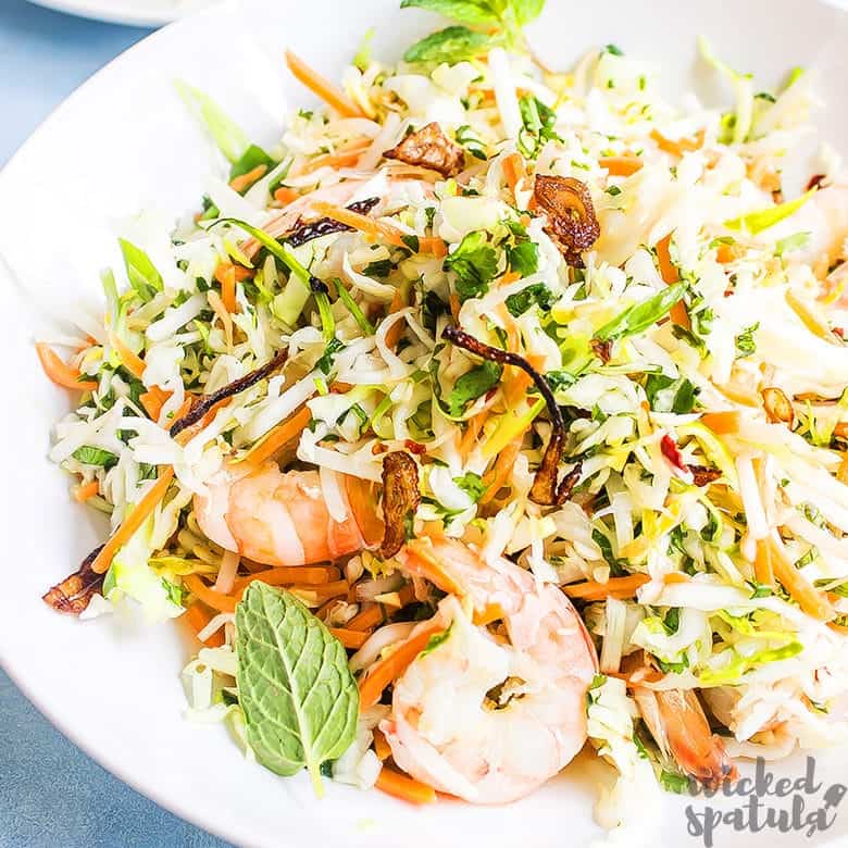 Vietnamese shrimp salad in a bowl ready to eat