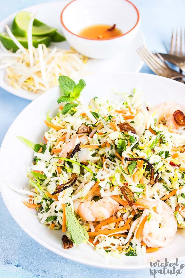 Vietnamese shrimp salad in a bowl ready to eat