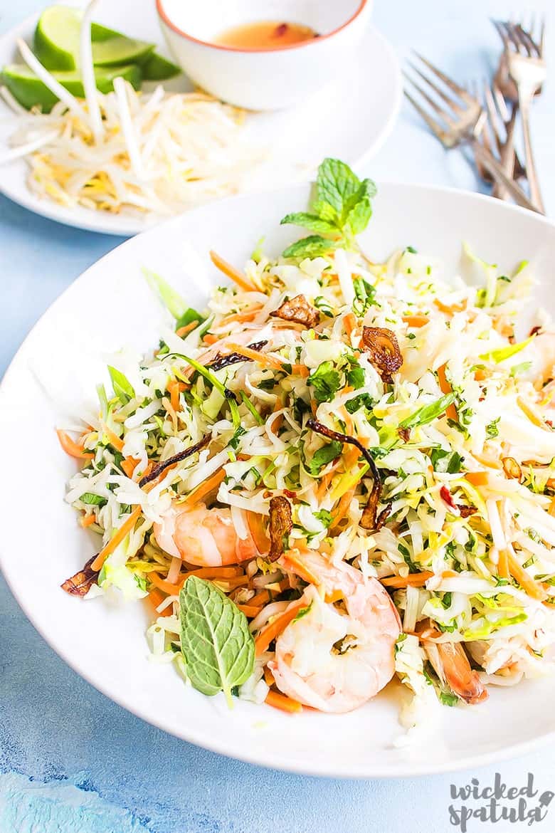 Vietnamese shrimp salad in a bowl ready to eat