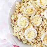 This Cauliflower "Potato" Salad tastes just like the classic potato salad that you're used to, just with way less carbs and healthier ingredients!