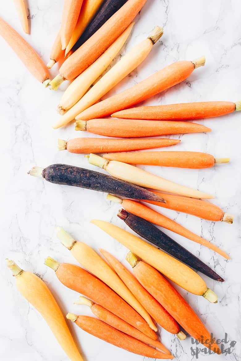 Peeled multi color carrots