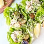 These Chicken, Potato, and Green Bean Lettuce Cups are packed full of flavor from the charred green onions and jalapenos to the tangy mustard dressing.
