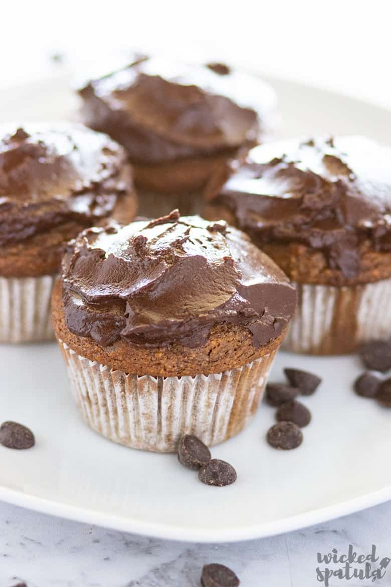 gluten-free pumpkin muffins with chocolate ganache