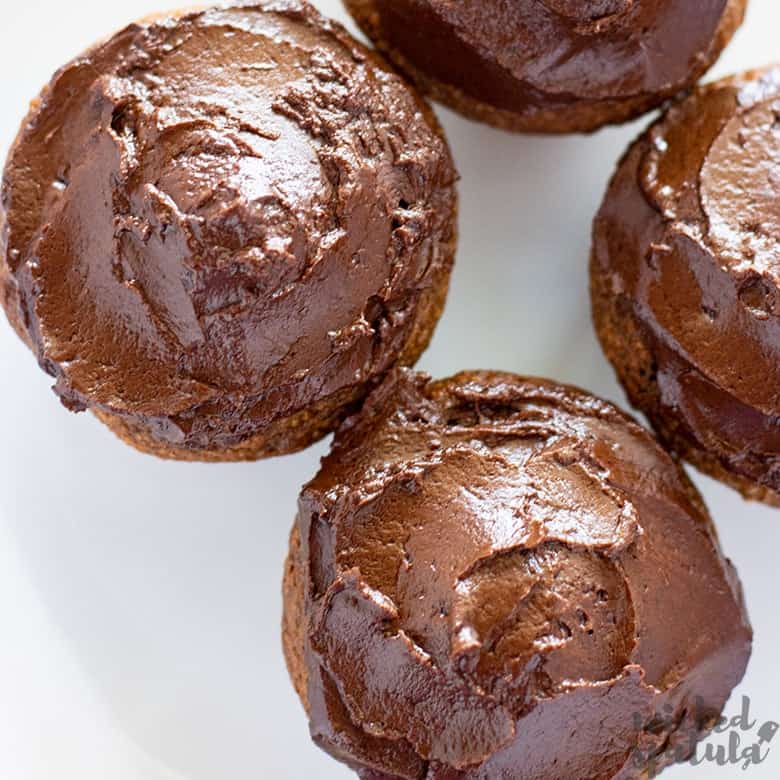 almond flour pumpkin muffins with chocolate ganache