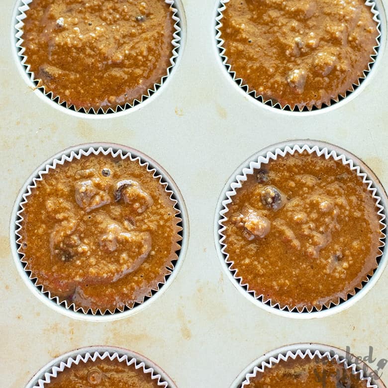 pumpkin chocolate chip muffins ready for the oven