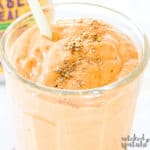 flax seed smoothie in jar with straw