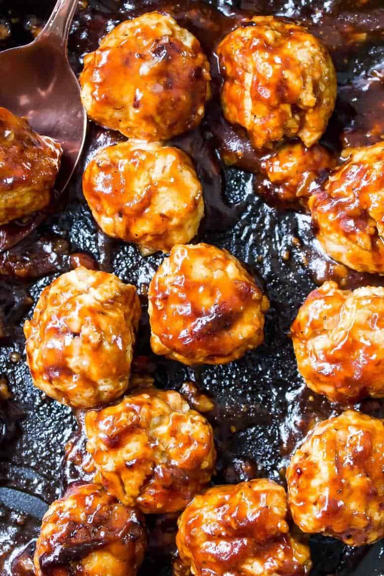 BBQ Chicken Meatballs in Pan