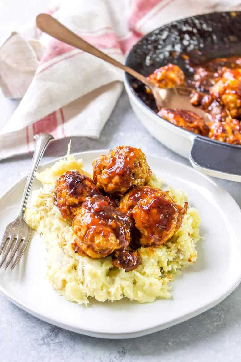 BBQ Chicken Meatballs on Plate