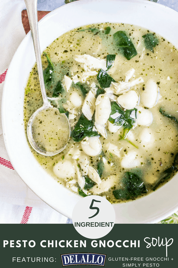 5Ingredient Pesto Chicken Gnocchi Soup with DeLallo Foods Wicked Spatula