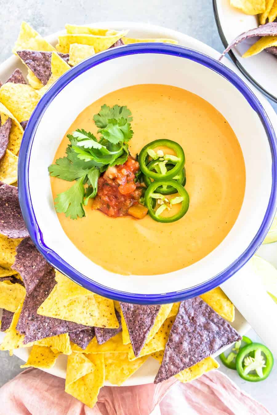 The Best Vegan Queso Recipe - Bowl with queso dip