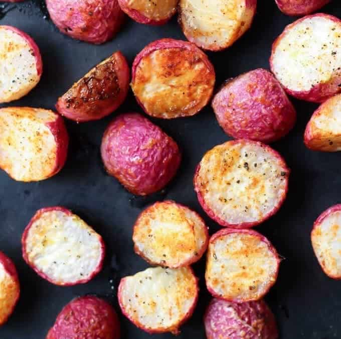 Baked Roasted Radishes Recipe (VIDEO) | Wicked Spatula