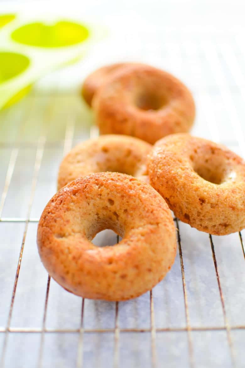 Maple Glazed Paleo Donut Recipe - Front View of Donuts Cooling on Cake Rack